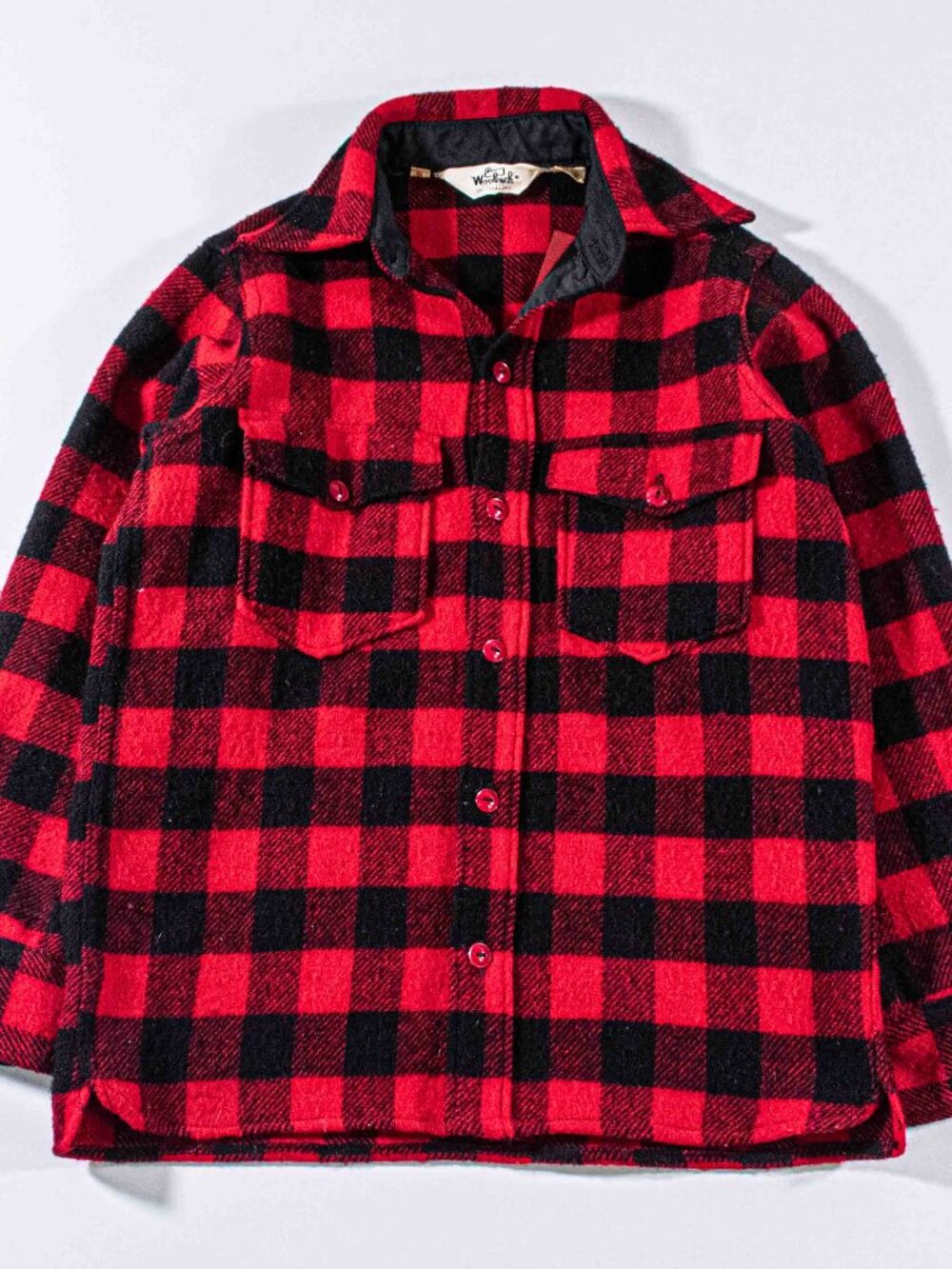 Vintage Woolrich Buffalo Plaid Wool Shirt Small 70s 80s Red Black Jacket USA